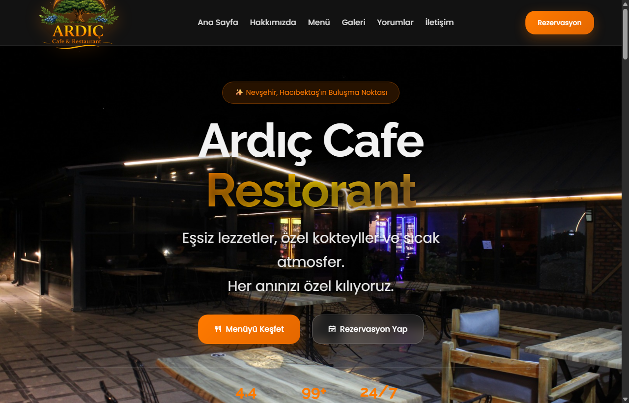 Ardıç Cafe Restorant — Gastronomi & Rezervasyon Platformu