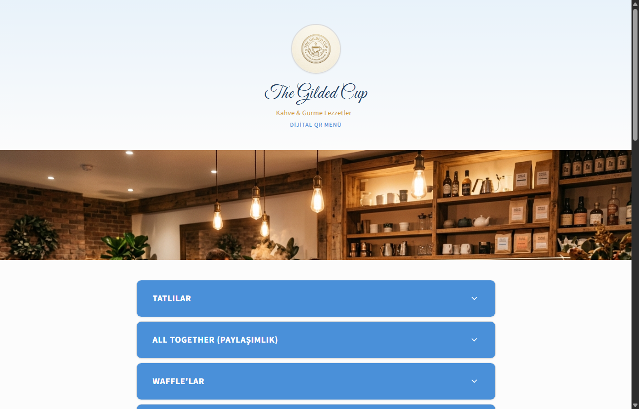 The Gilded Cup — Dijital QR Menü Platformu (Demo)